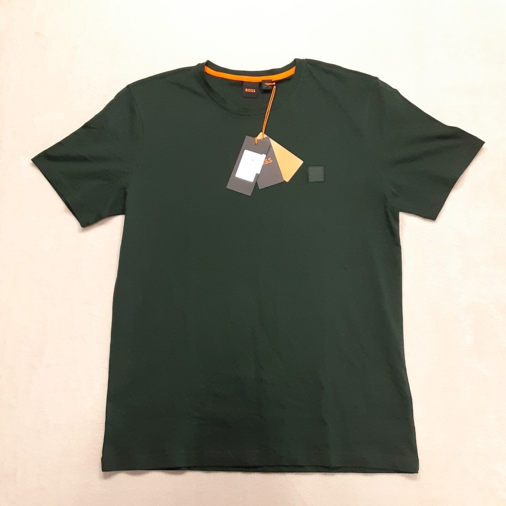 Boss Mens Green Tales Logo Tee XL Cotton SS Crewneck